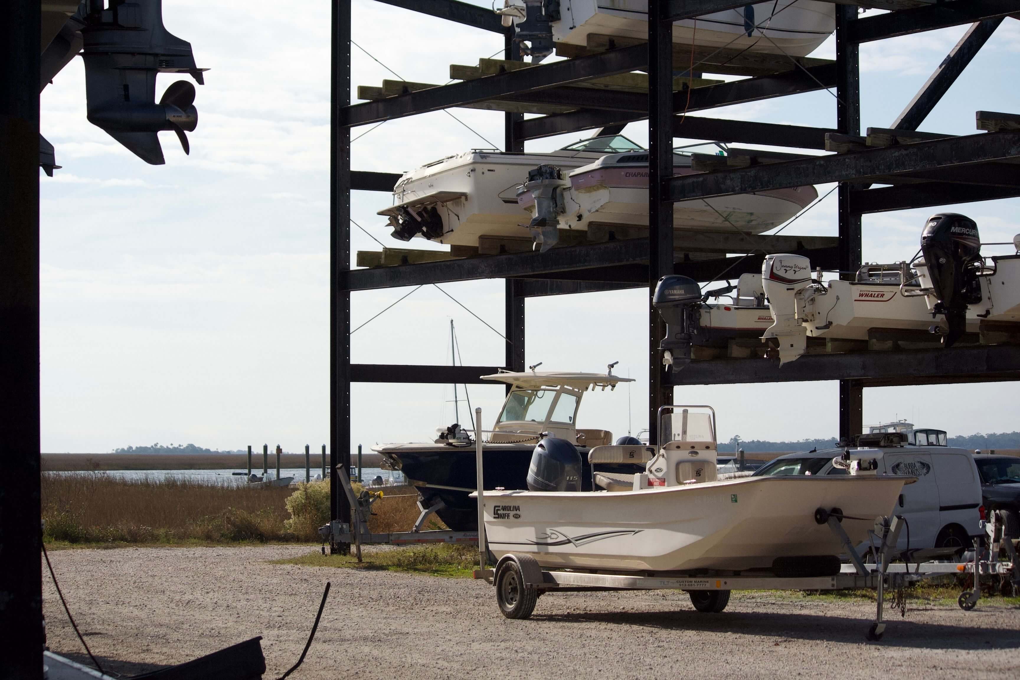 Boat serviced out of the water